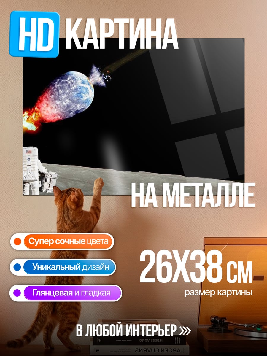 Картина на металле Астронавт смотрит на Землю