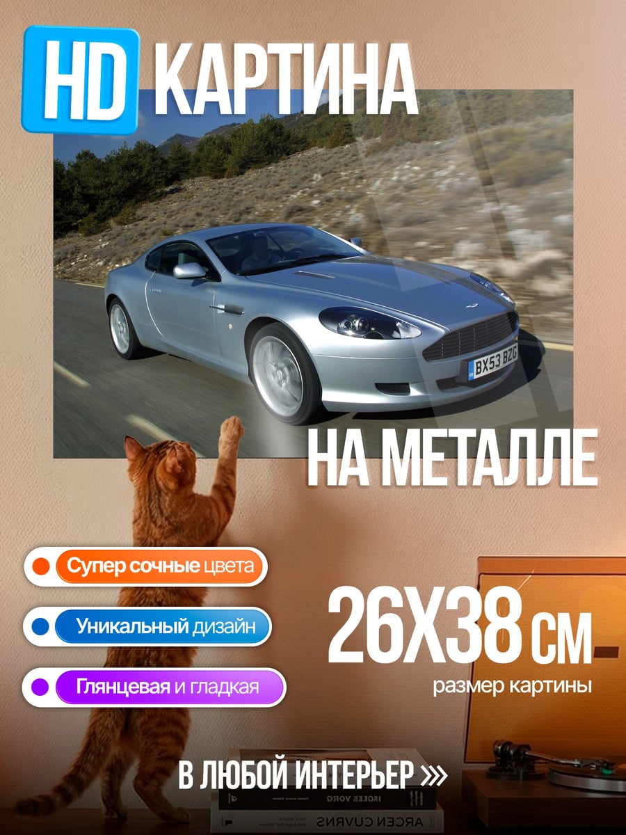 Картина на металле Серебристый Aston Martin