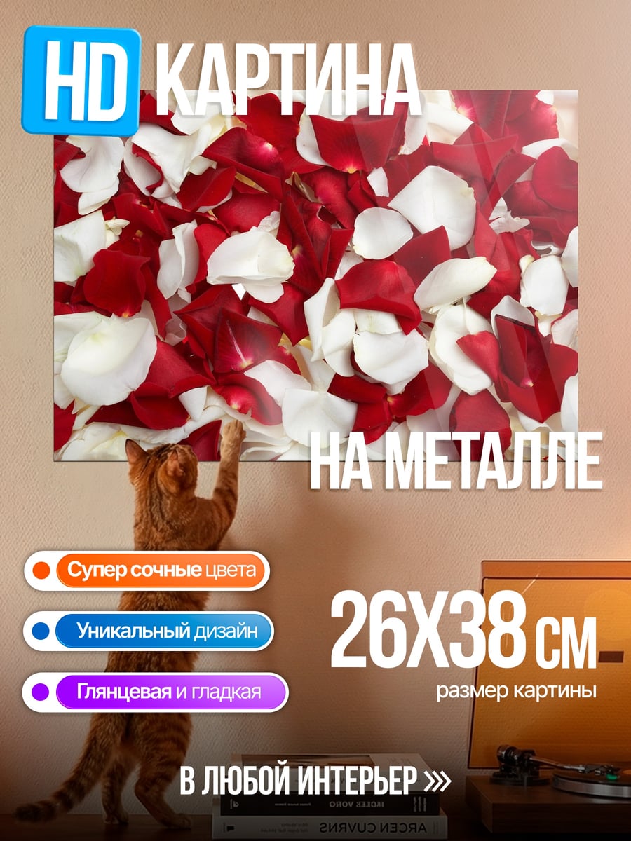 Картина на металле лепестки роз