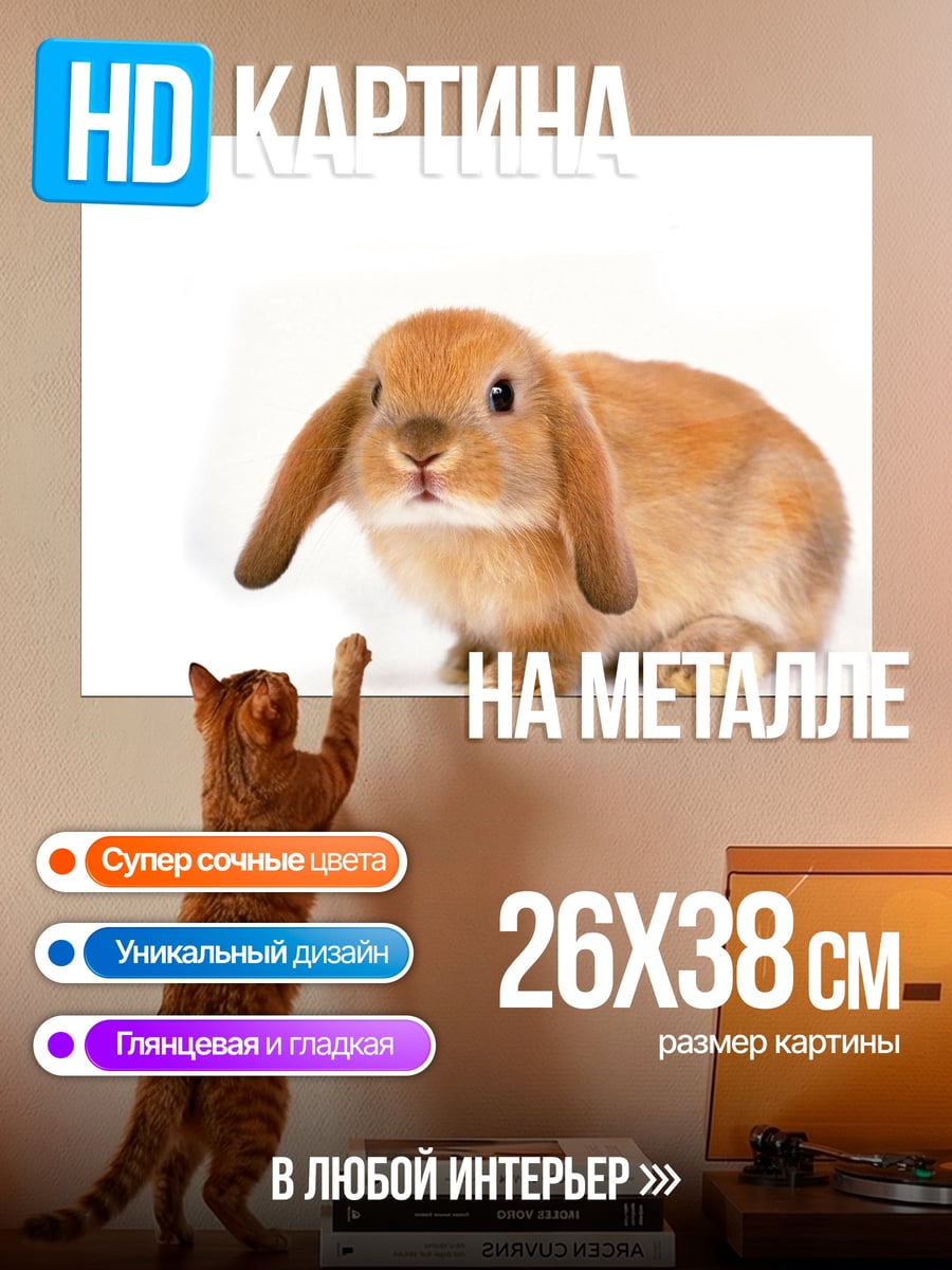Картина на металле Рыжий кролик