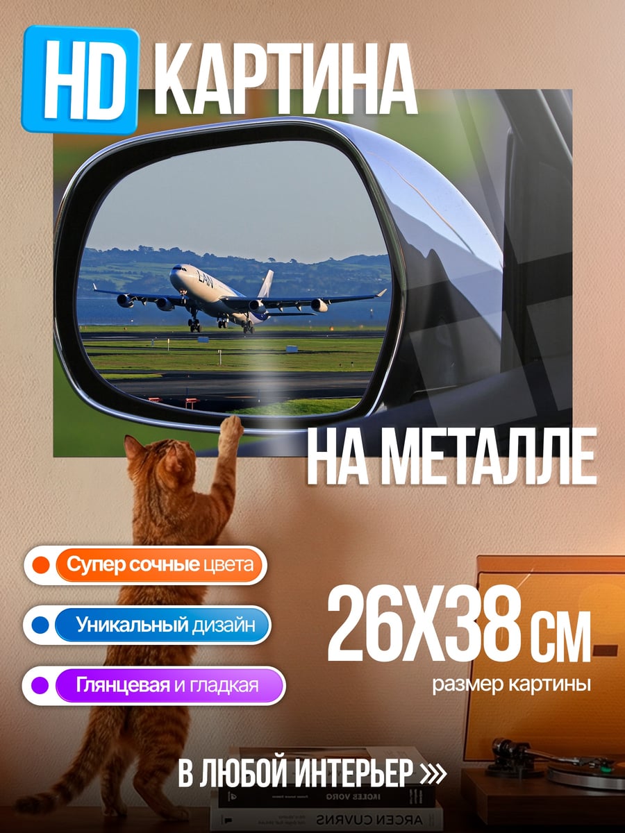 Картина на металле самолет в зеркале