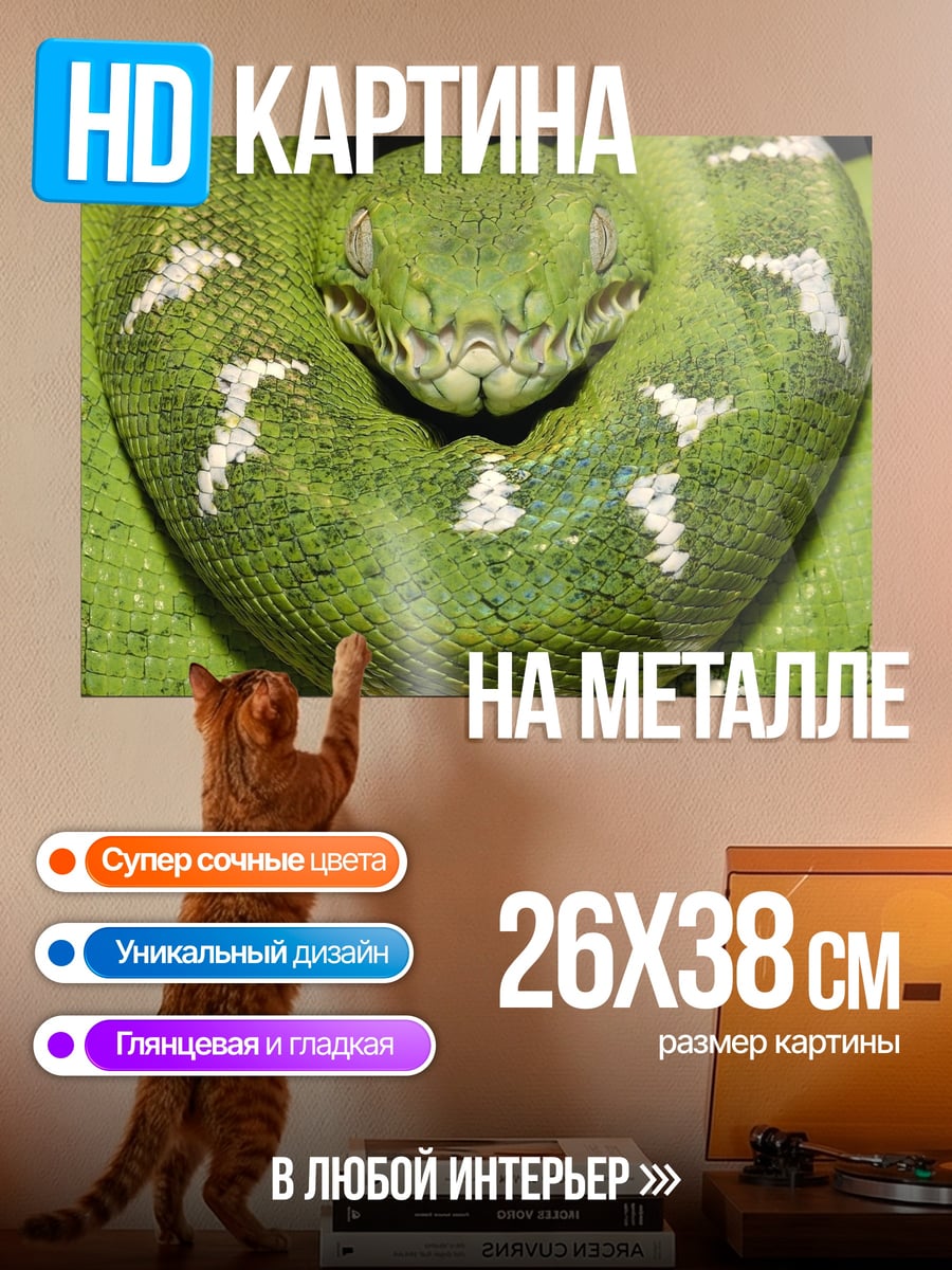 Картина на металле Зеленая змея