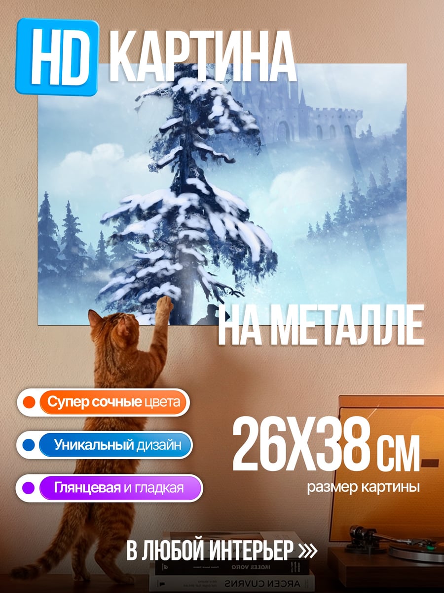 Картина на металле Зимний замок в тумане