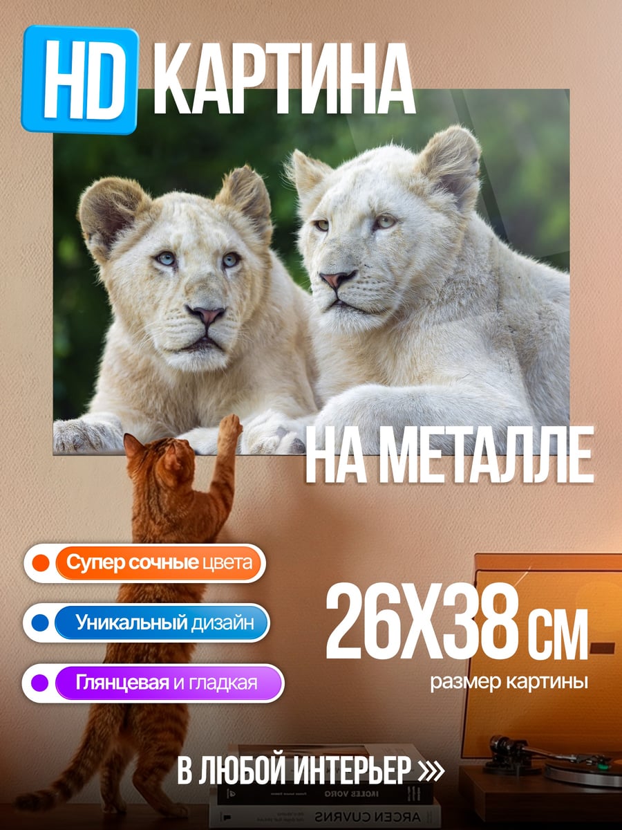 Картина на металле Два льва