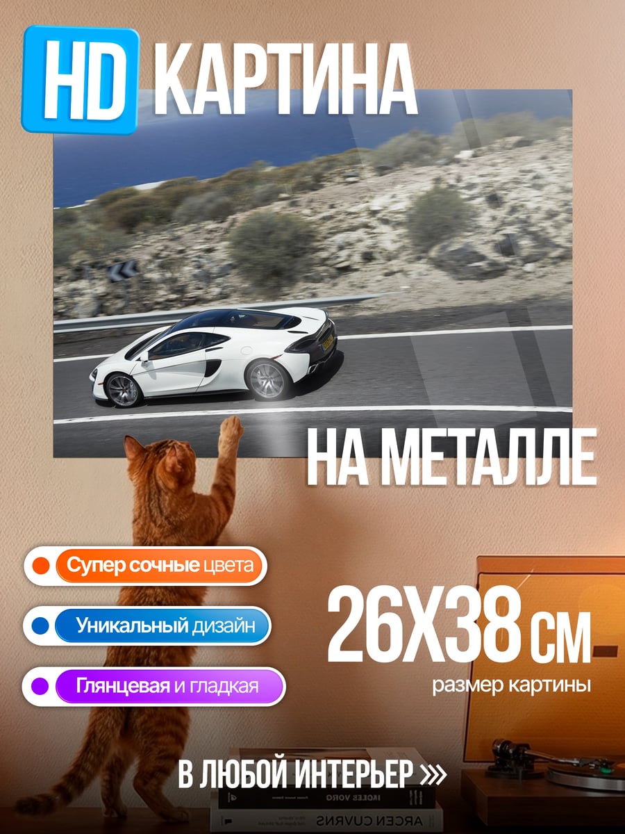 Картина на металле Белый спорткар