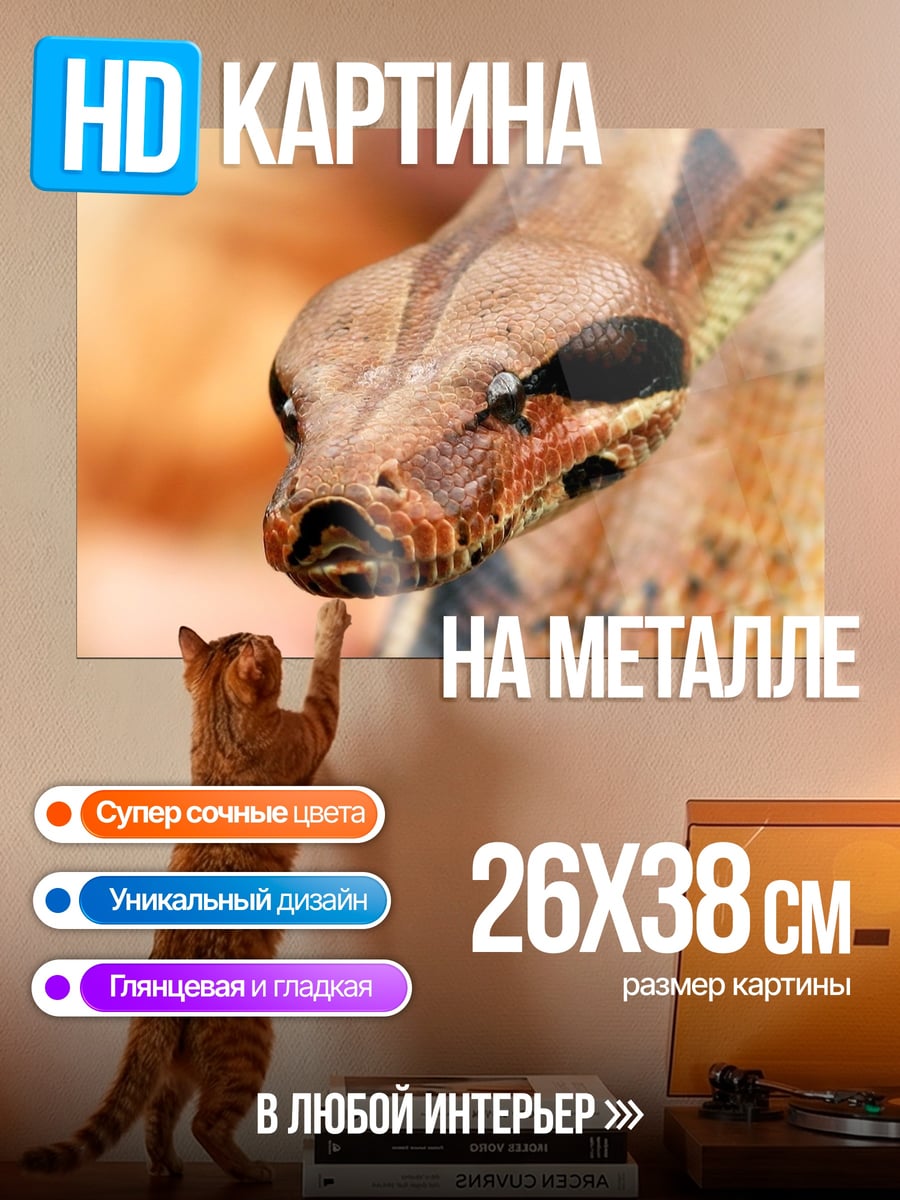 Картина на металле Крупный план змеи