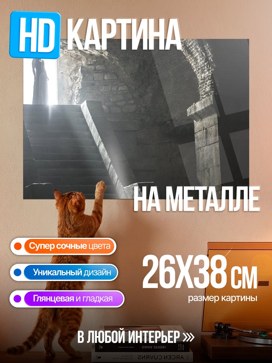 Картина на металле человек на лестнице