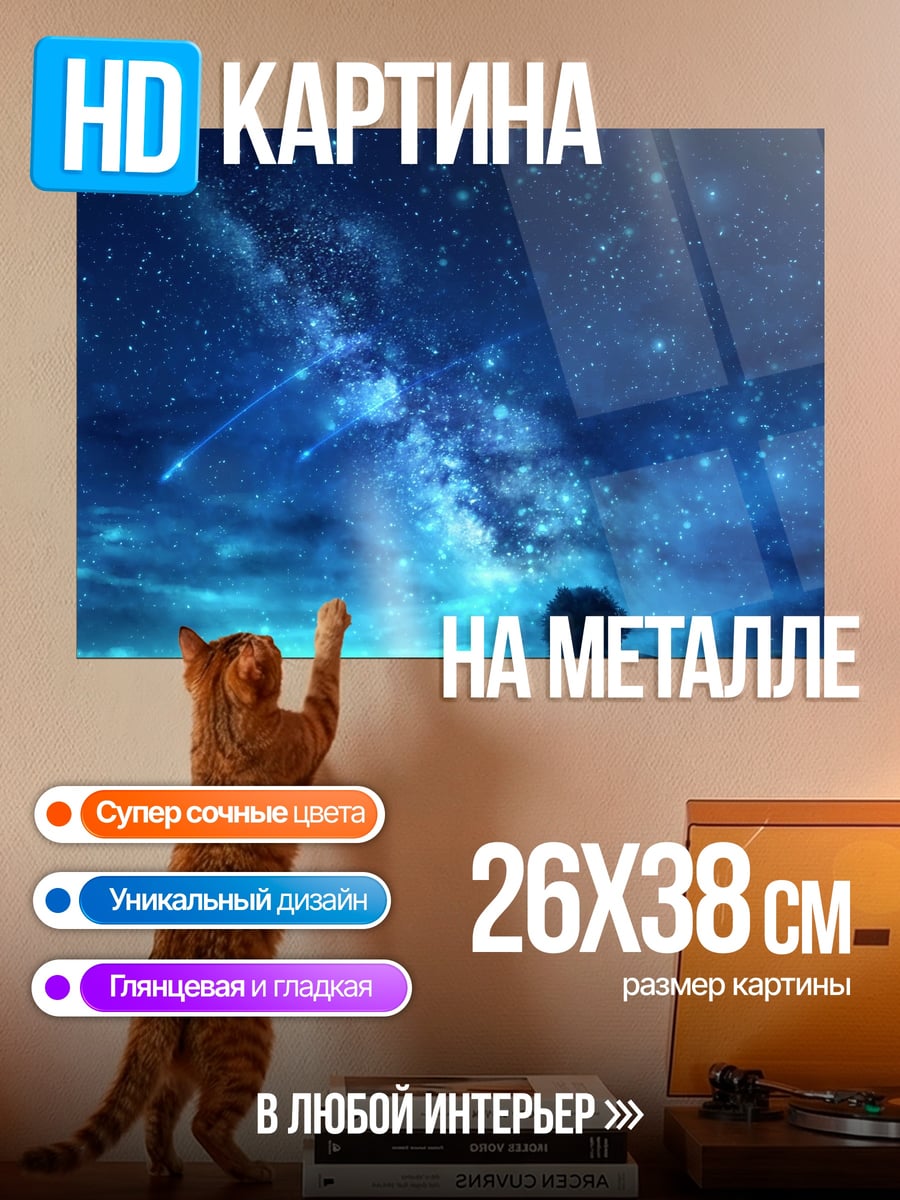 Картина на металле звездное небо человек