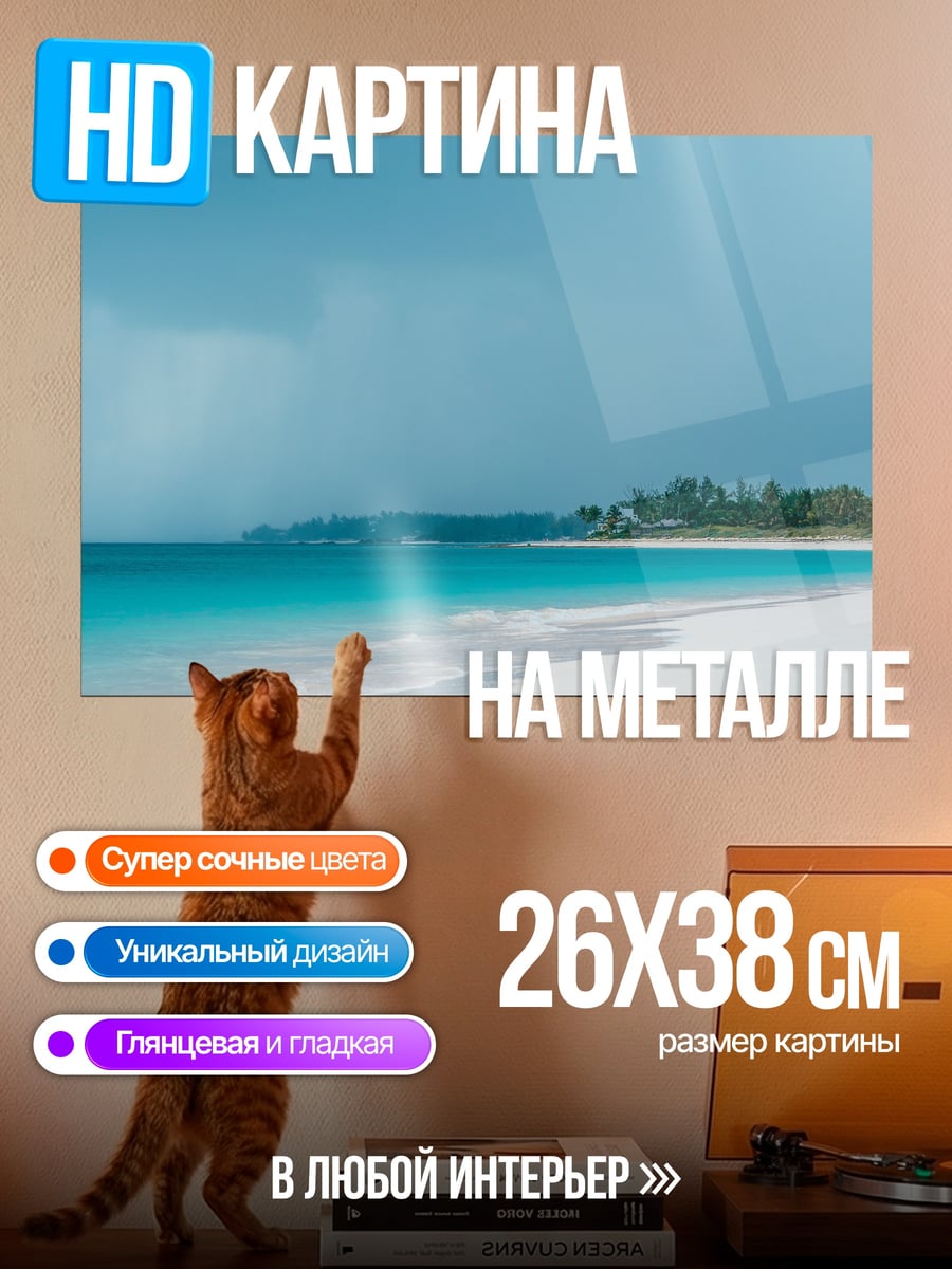 Картина на металле тропический пляж шторм