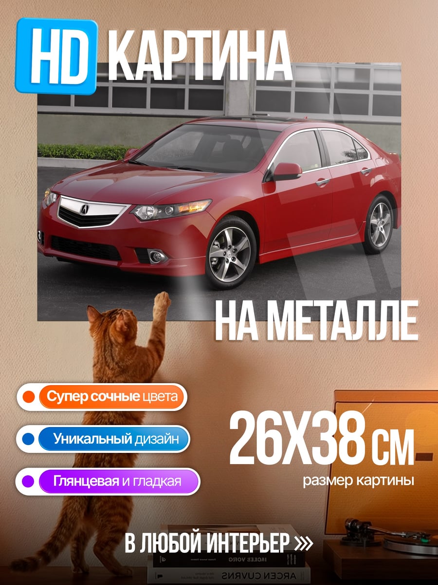 Картина на металле Красный седан
