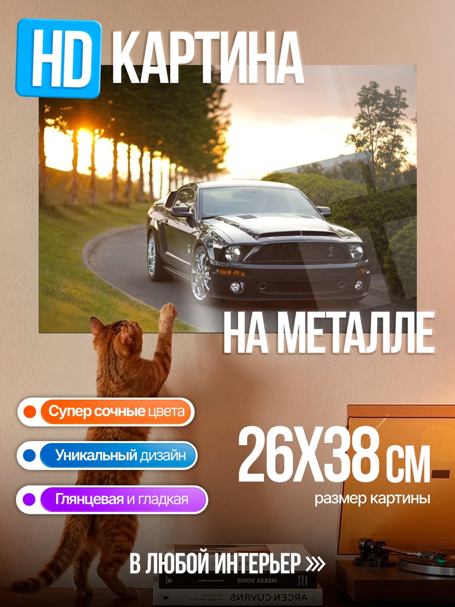 Картина на металле Черный мустанг