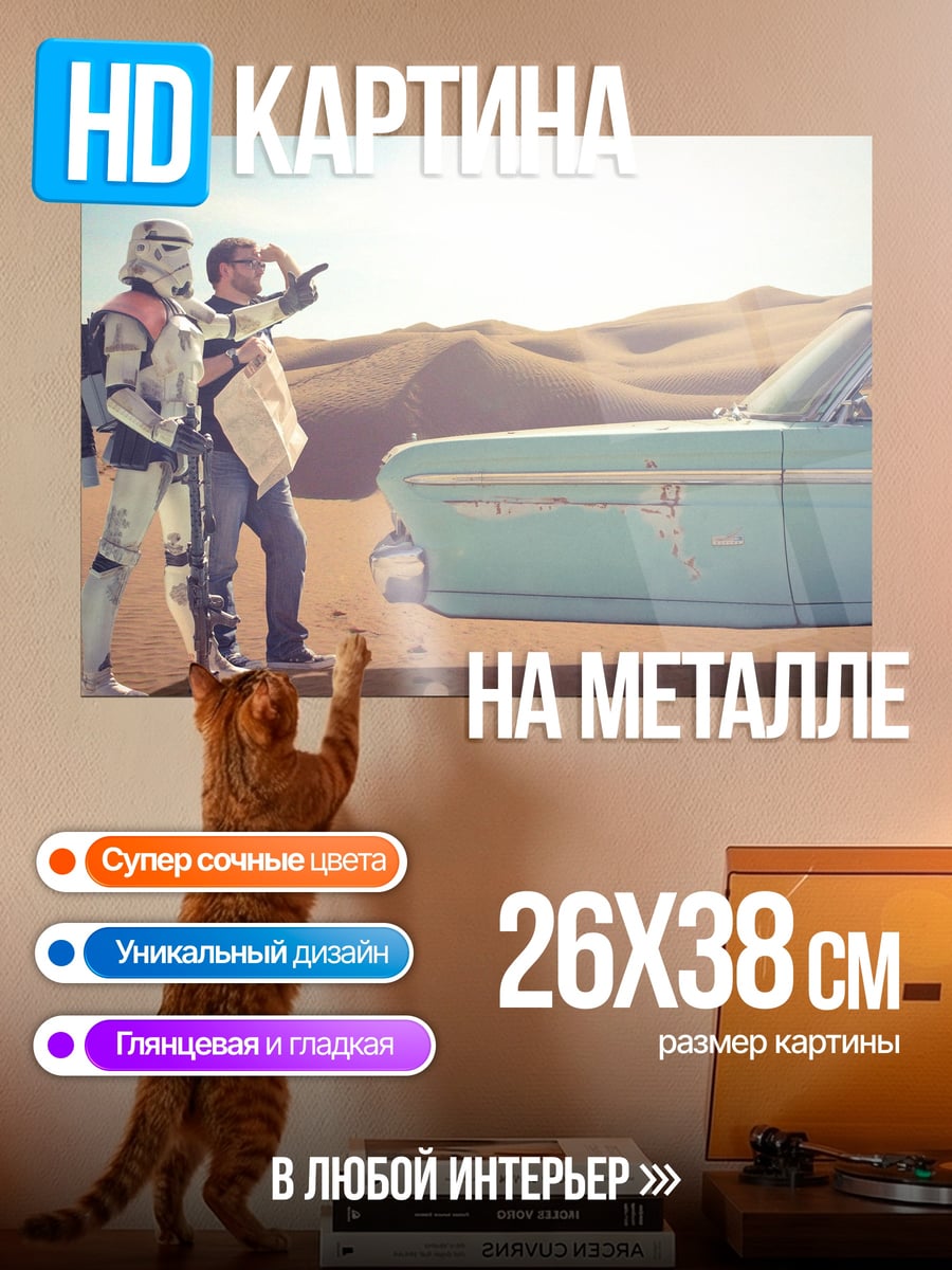 Картина на металле Штурмовик и машина