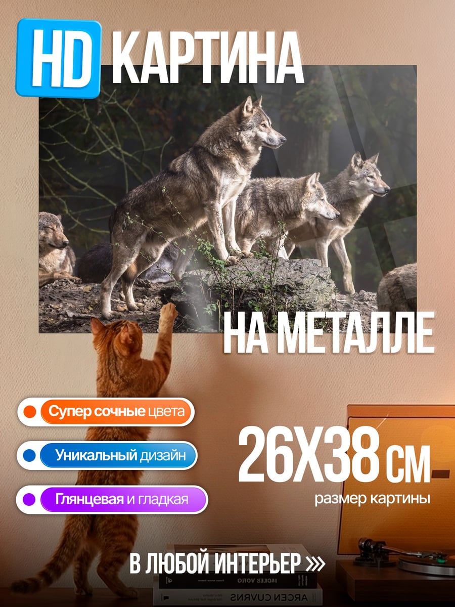 Картина на металле Стая волков