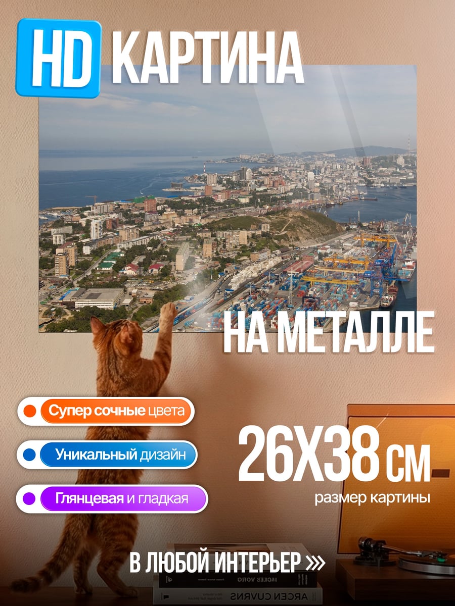 Картина на металле Городской порт