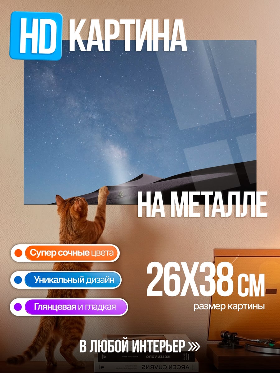 Картина на металле Пустыня под звездами