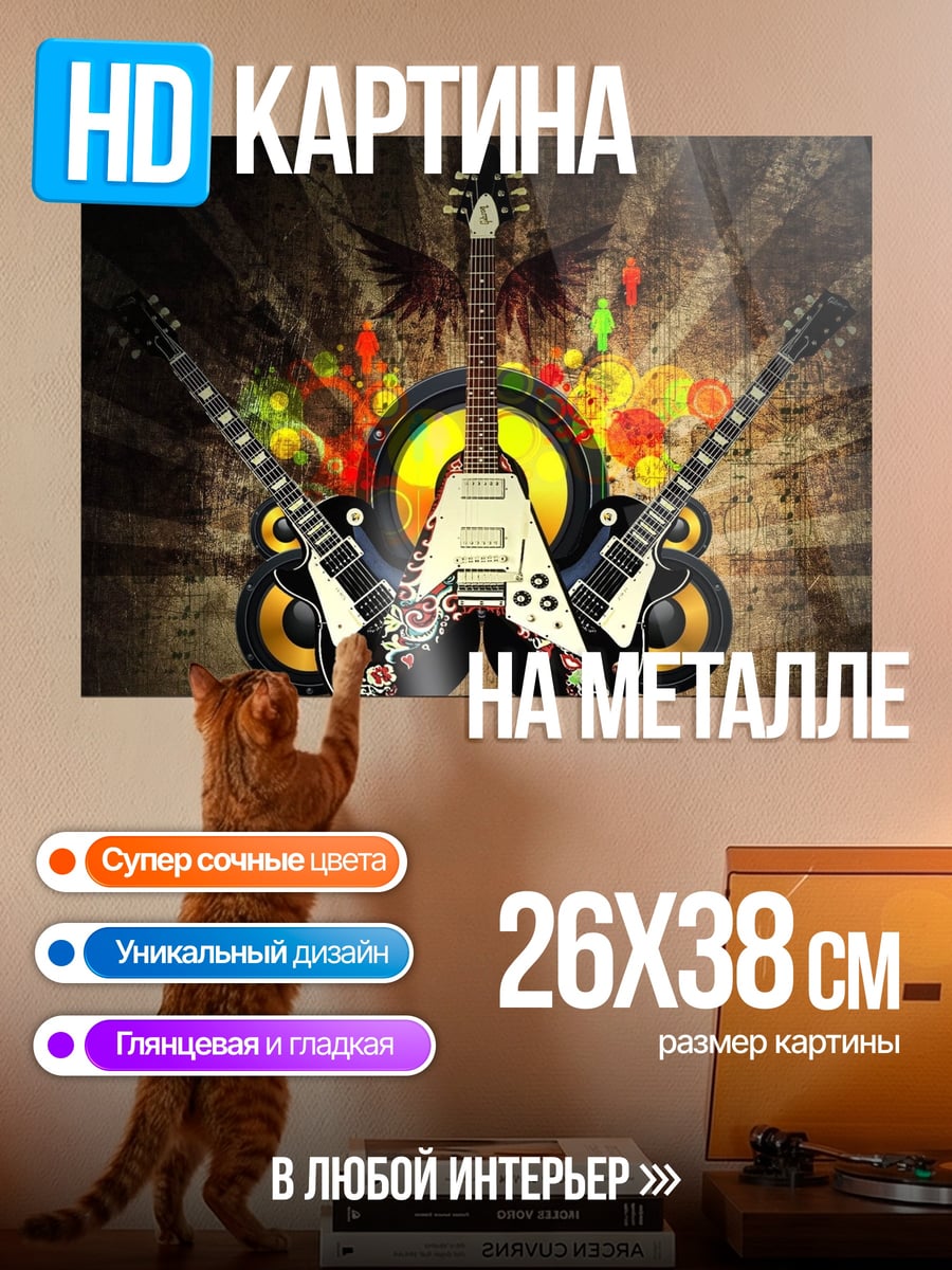 Картина на металле Рок гитары