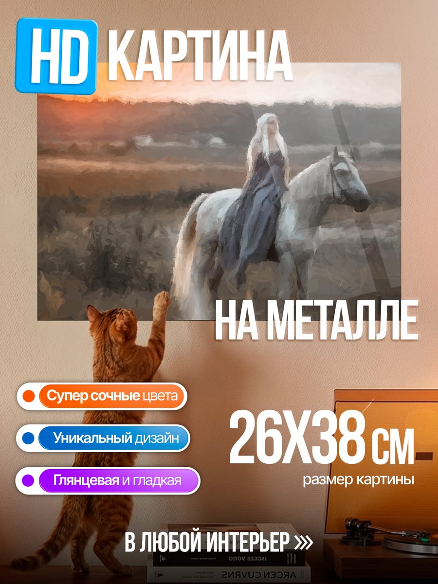 Картина на металле Девушка на коне