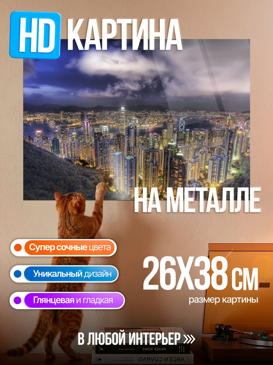 Картина на металле Ночной город