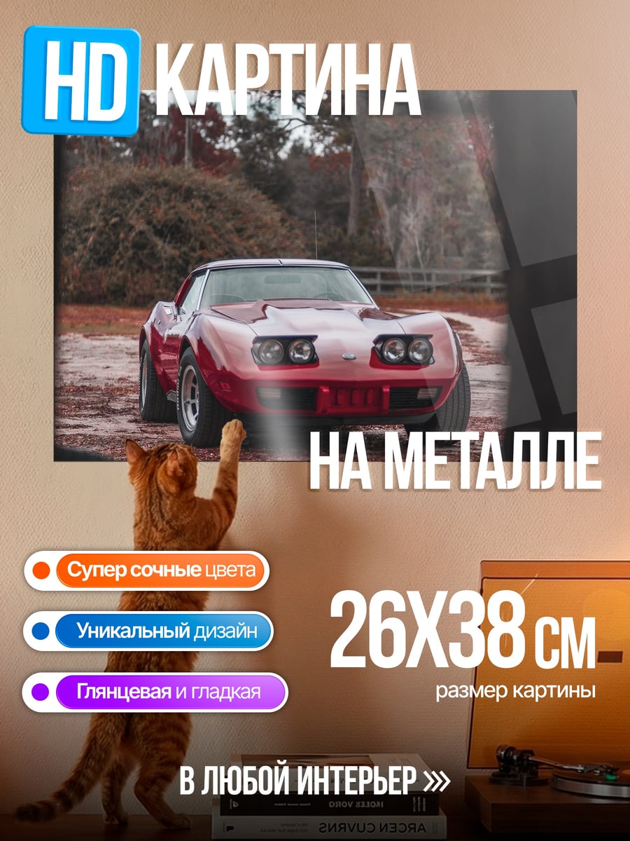 Картина на металле Красный спорткар