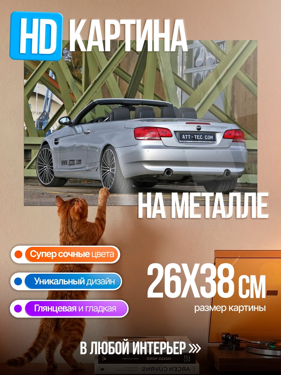Картина на металле Серебристый кабриолет
