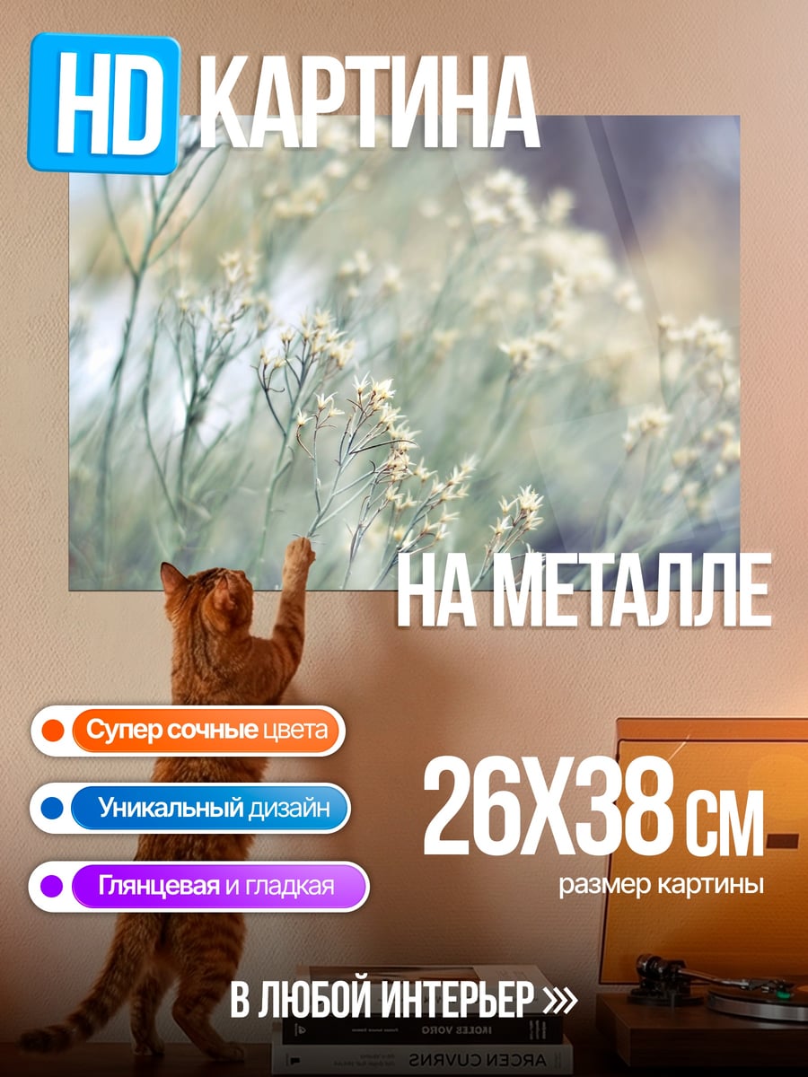 Картина на металле полевые цветы