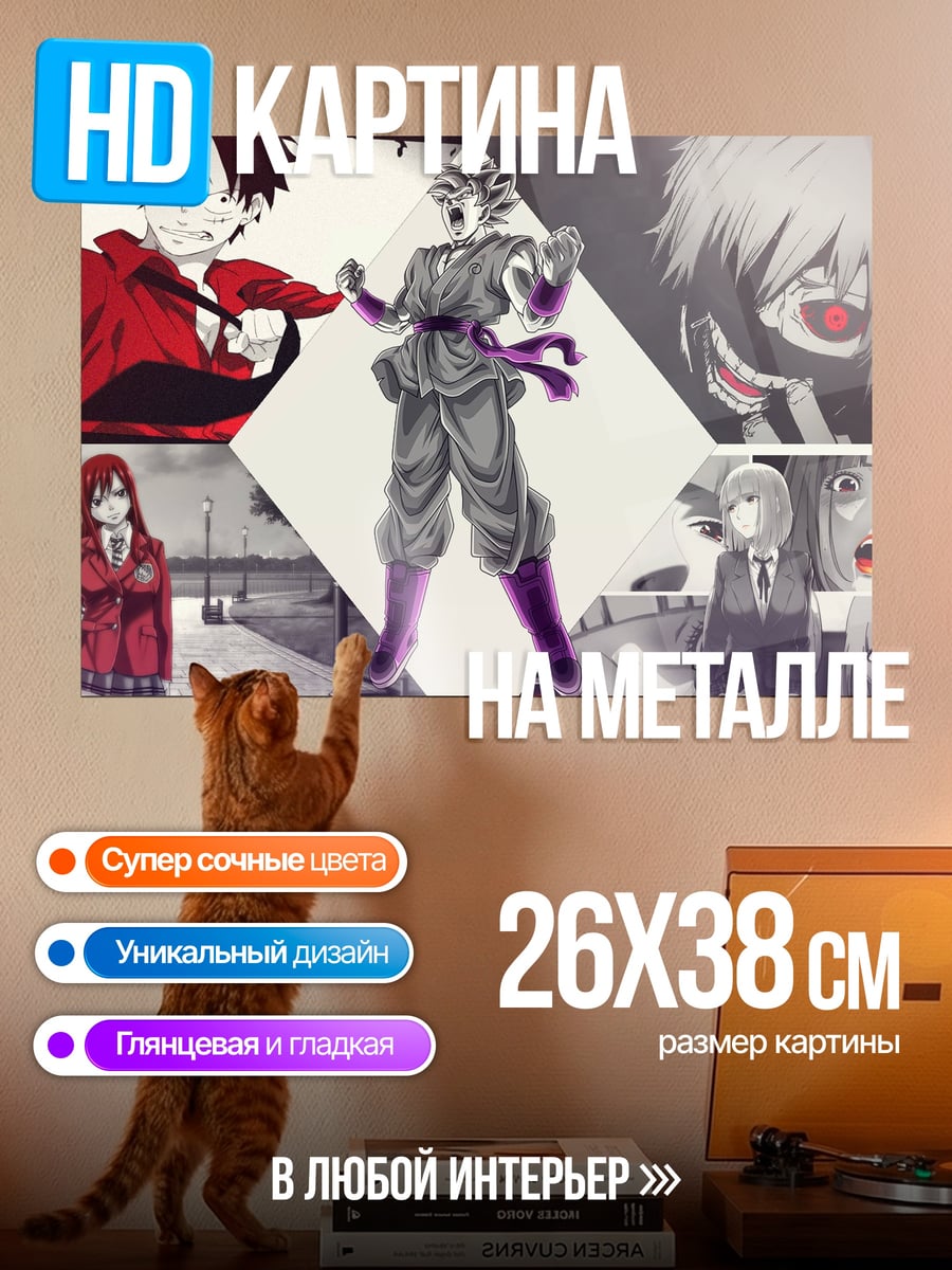 Картина на металле Коллаж аниме персонажей