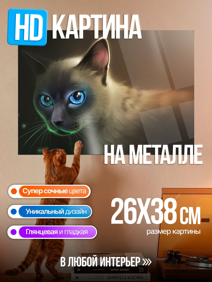 Картина на металле Сиамский кот