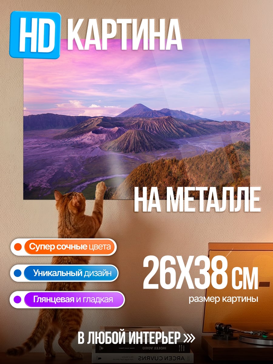 Картина на металле Розовые горы