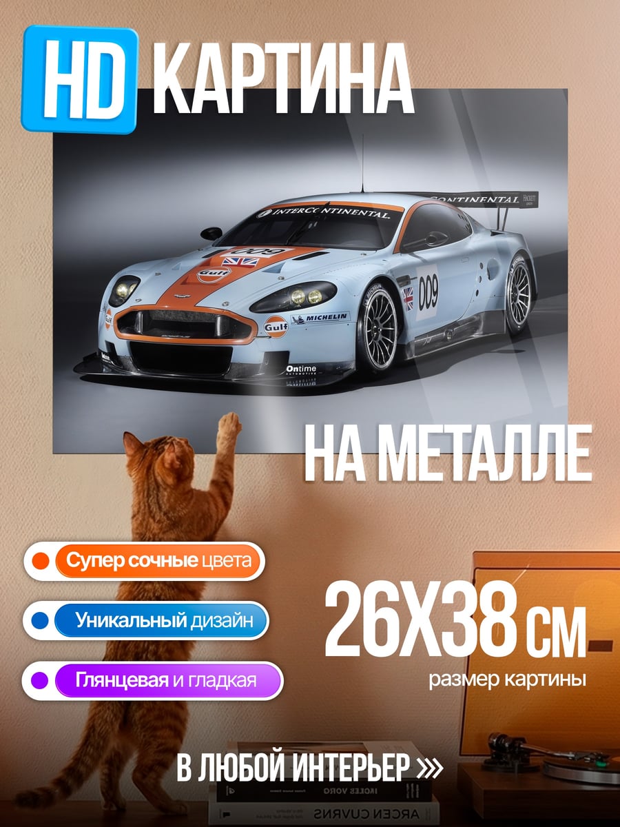Картина на металле Гоночный автомобиль Aston Martin