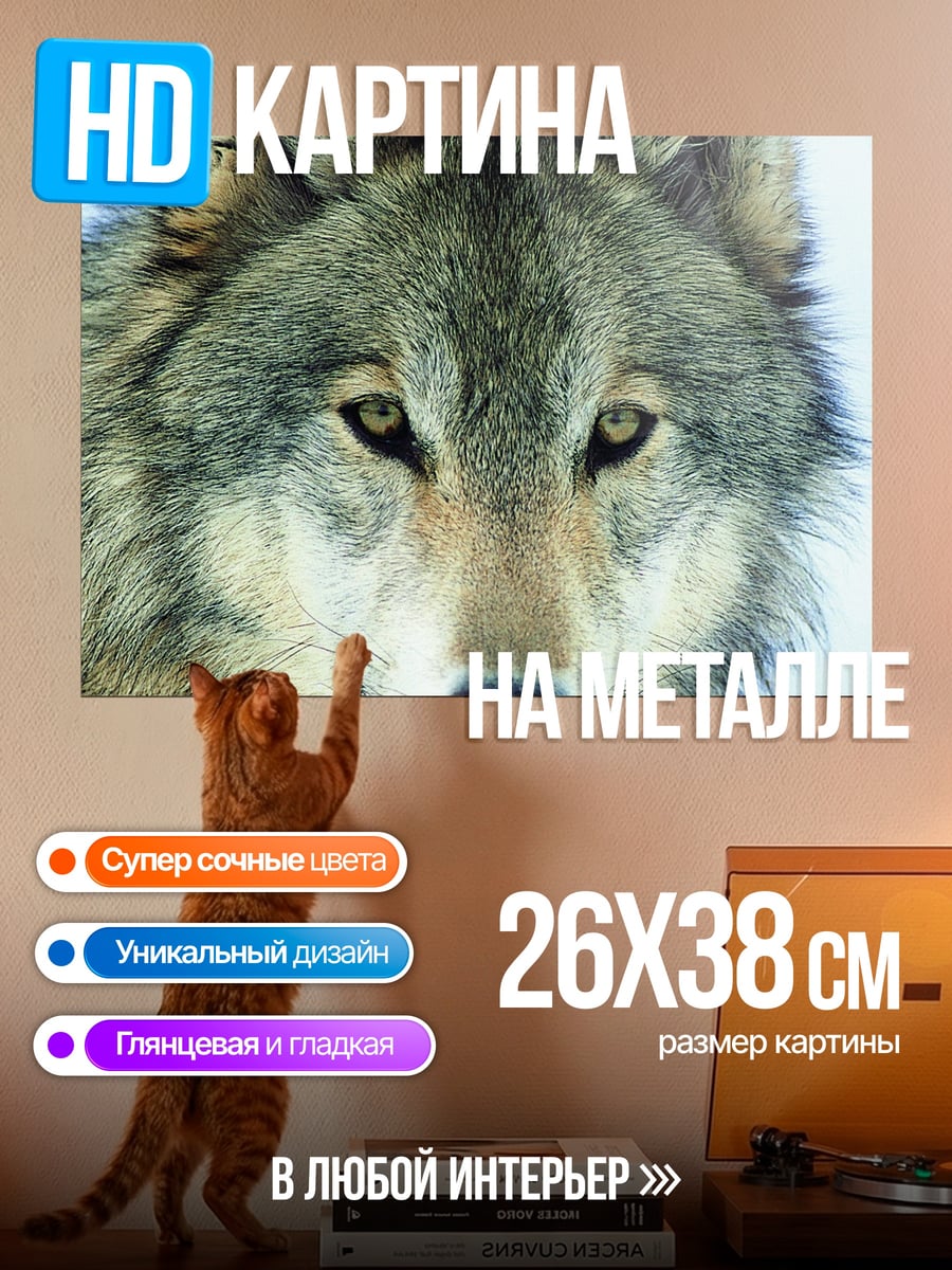 Картина на металле Волк в снегу