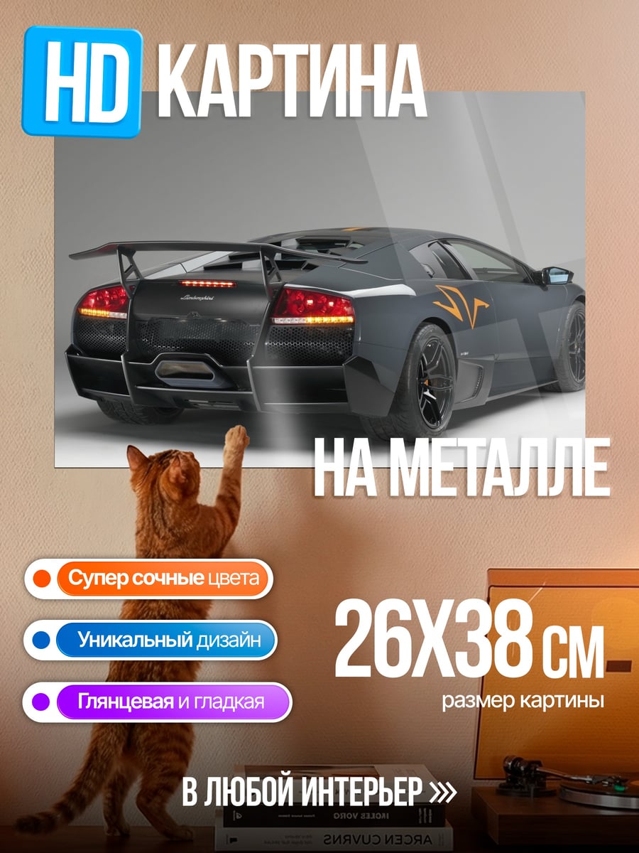 Картина на металле Черный спорткар