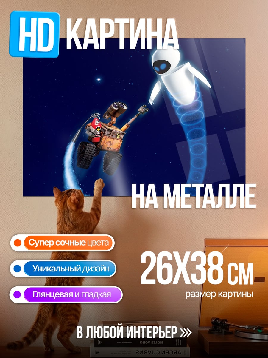 Картина на металле Валл-И и Ева