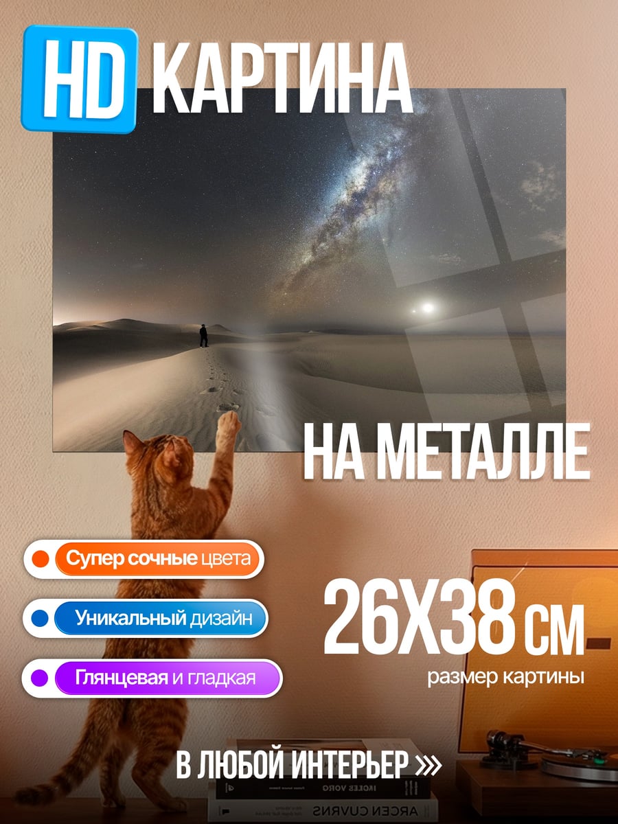 Картина на металле Пустыня под звездами