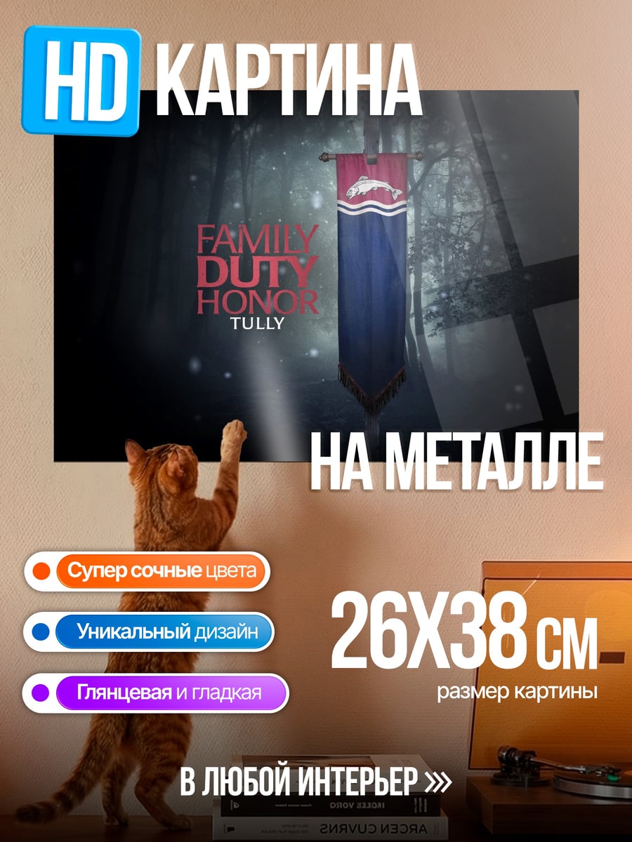Картина на металле Флаг дома Талли