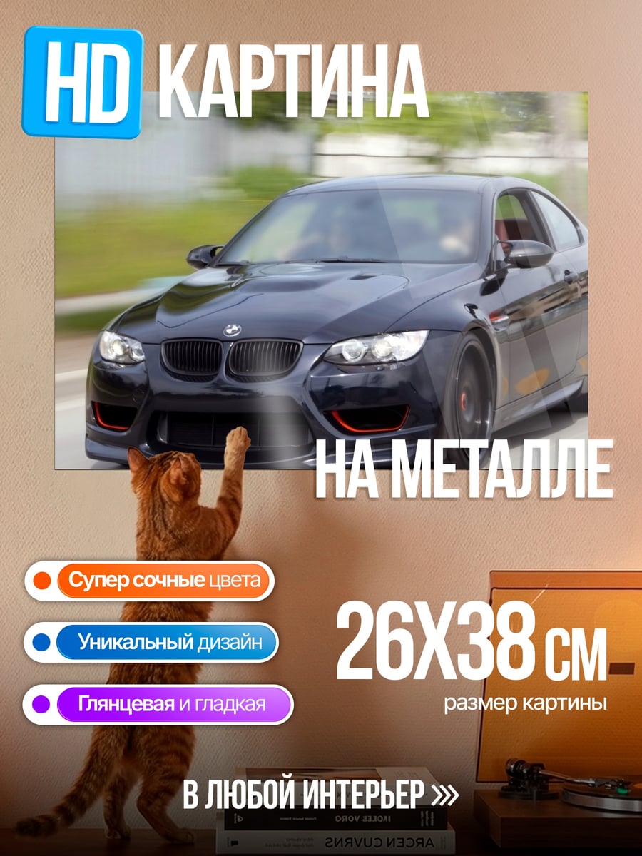 Картина на металле Черное спортивное авто