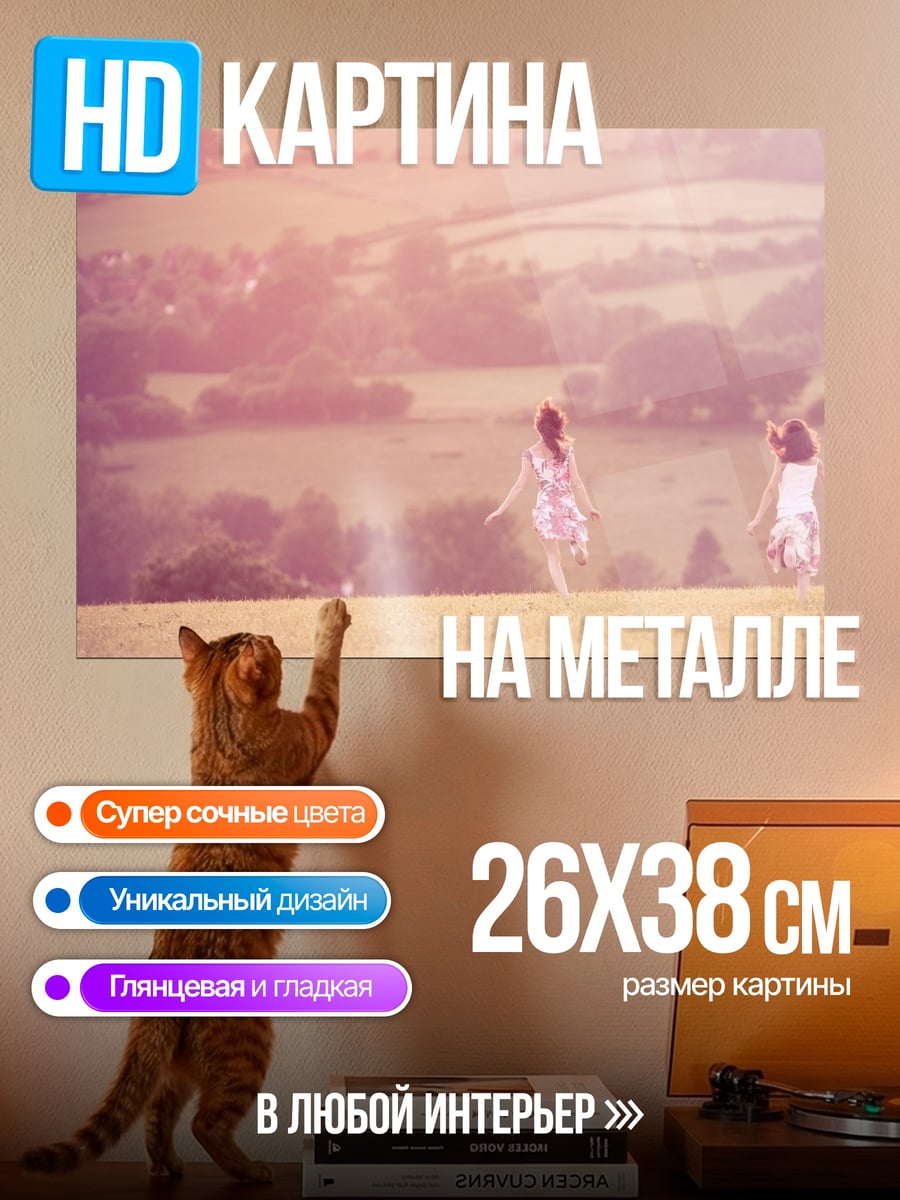 Картина на металле Девушки в поле