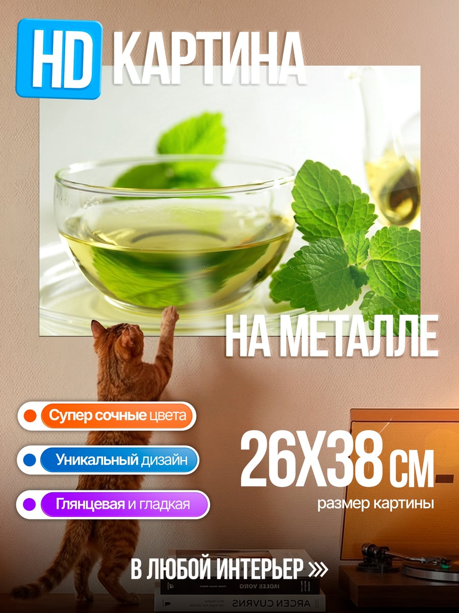 Картина на металле Чай с мятой