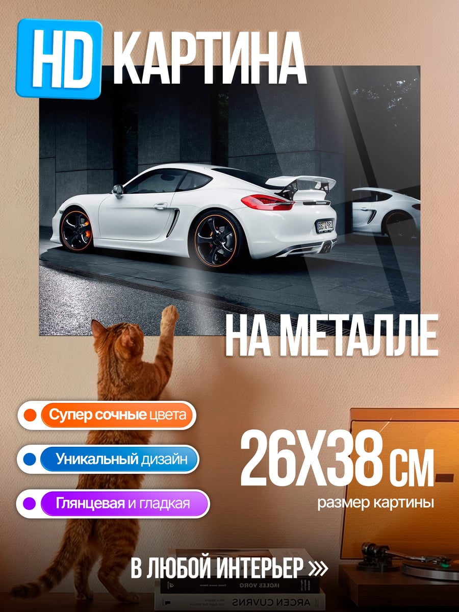 Картина на металле Белые спортивные машины