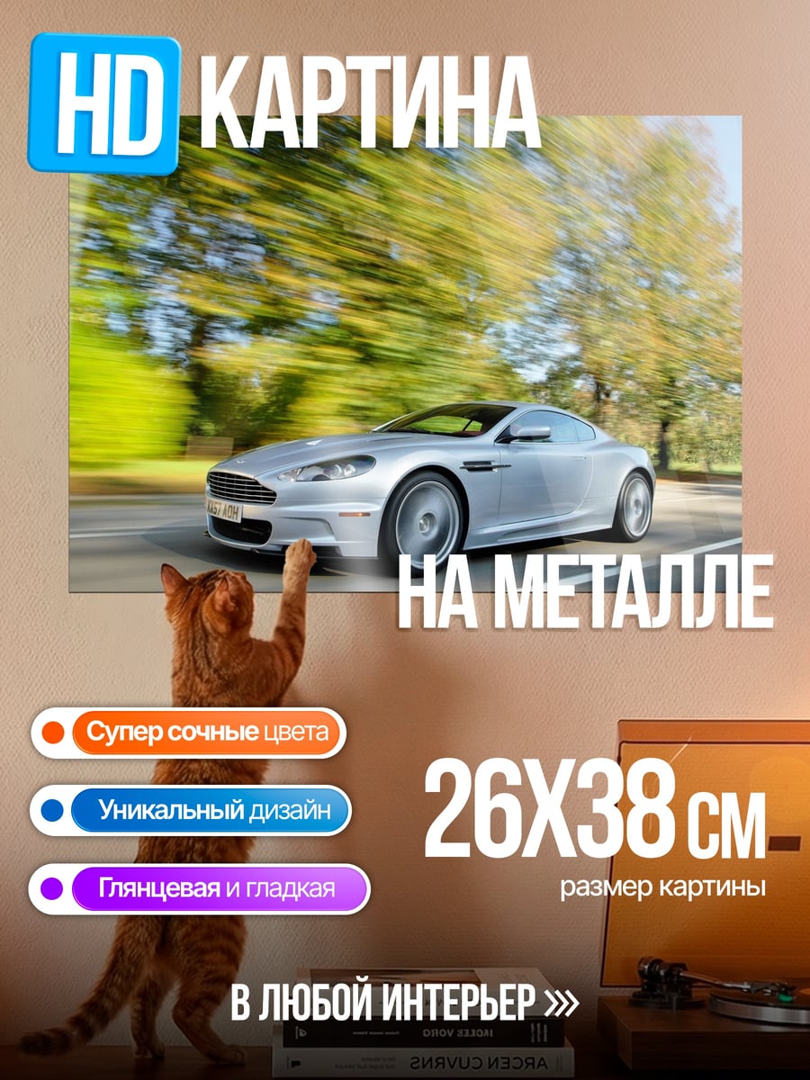 Картина на металле Серебристый спорткар