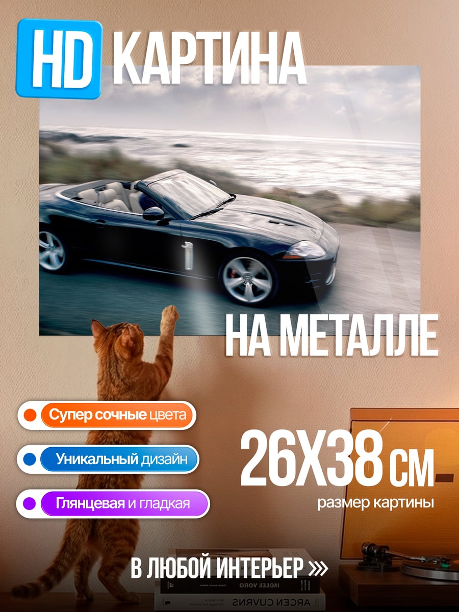 Картина на металле Черный кабриолет