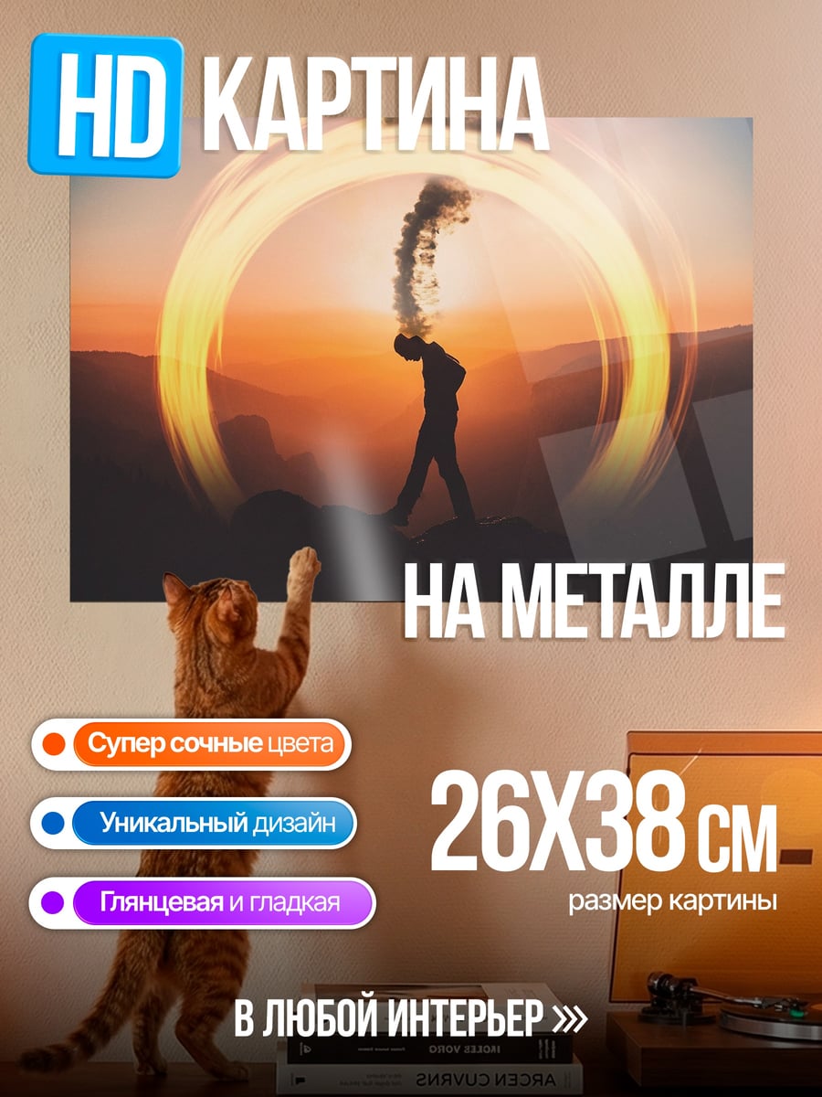 Картина на металле Человек в круге света