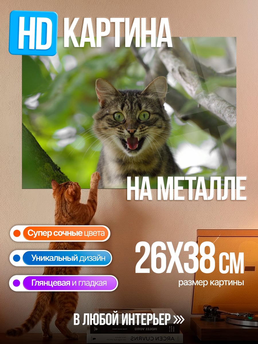 Картина на металле Дикая кошка