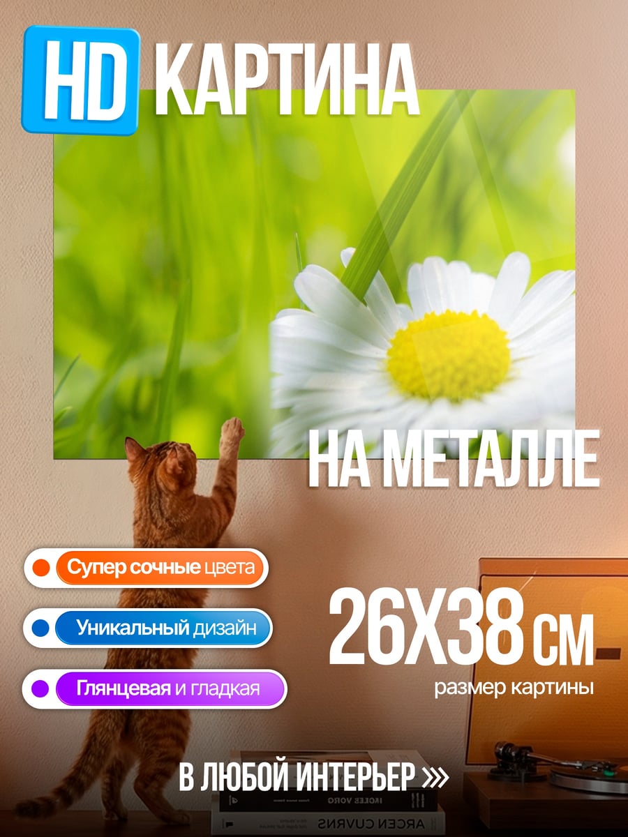 Картина на металле Цветок В Траве