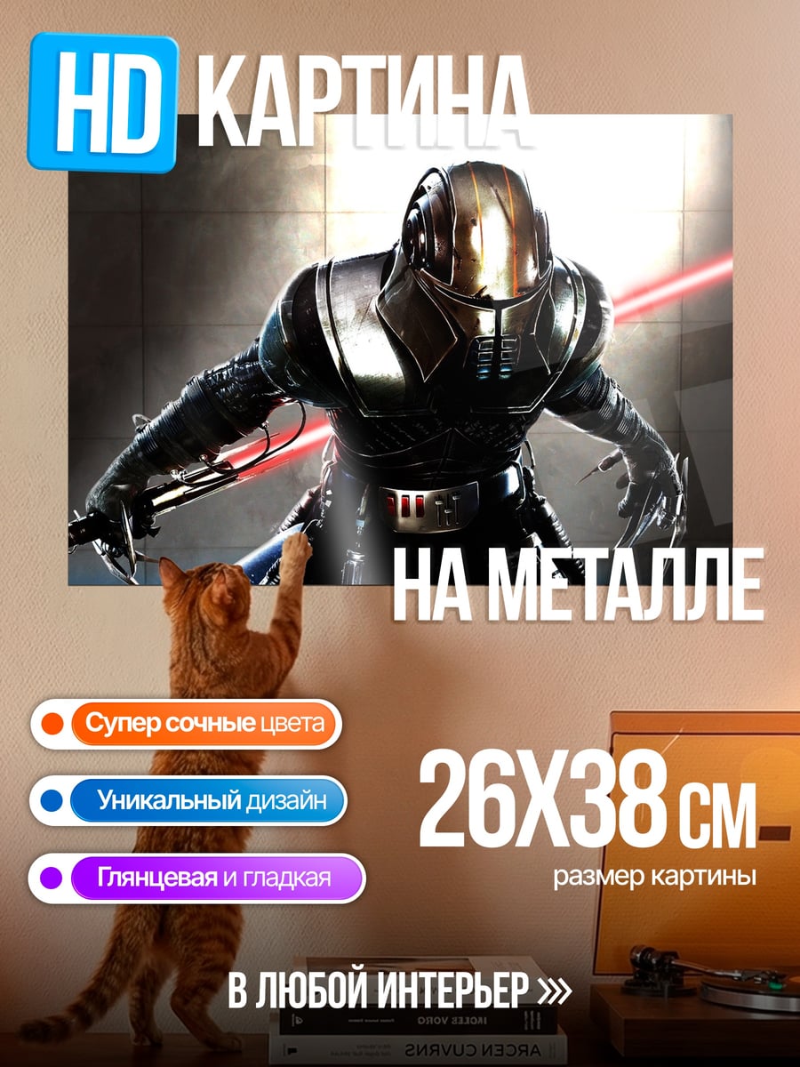 Картина на металле Ситх с двумя мечами