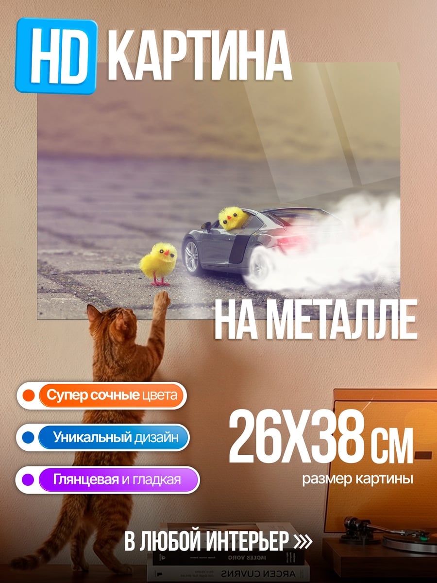 Картина на металле цыпленок дрифтит
