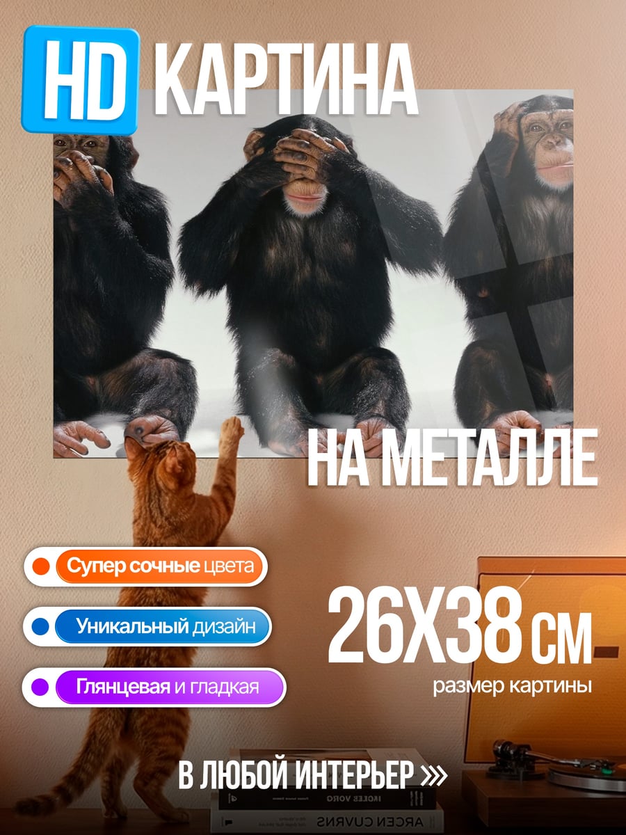 Картина на металле Три мудрых обезьяны