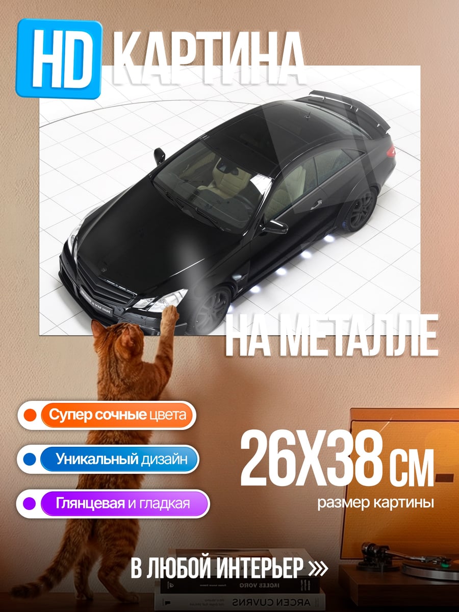Картина на металле Черный спорткар