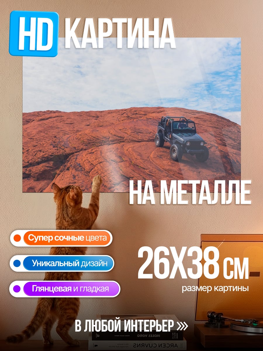 Картина на металле Внедорожник в пустыне