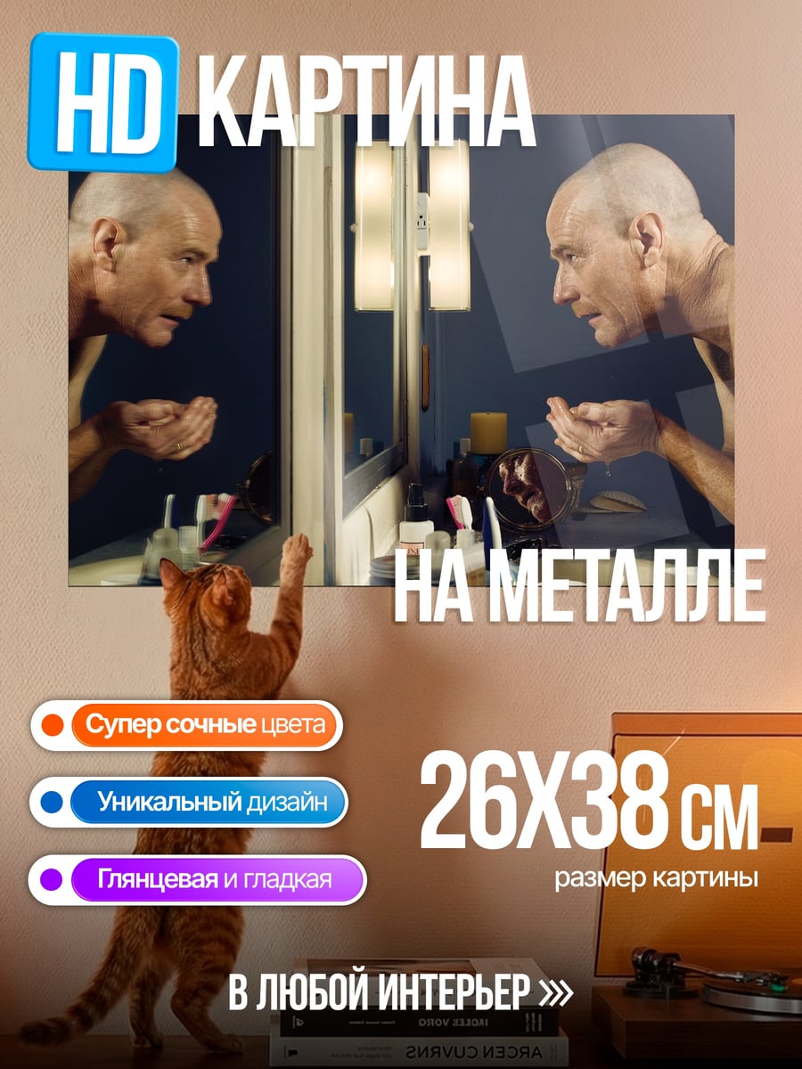 Картина на металле Одиночество в зеркале