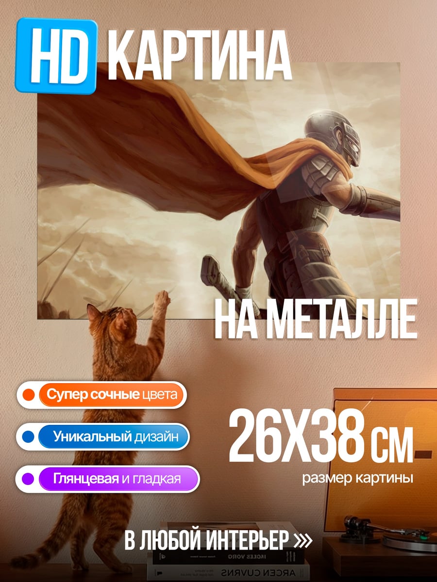 Картина на металле Воин с плащом